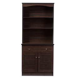 Baxton Studio Agni Modern and Contemporary Dark Brown Buffet and Hutch Kitchen Cabinet